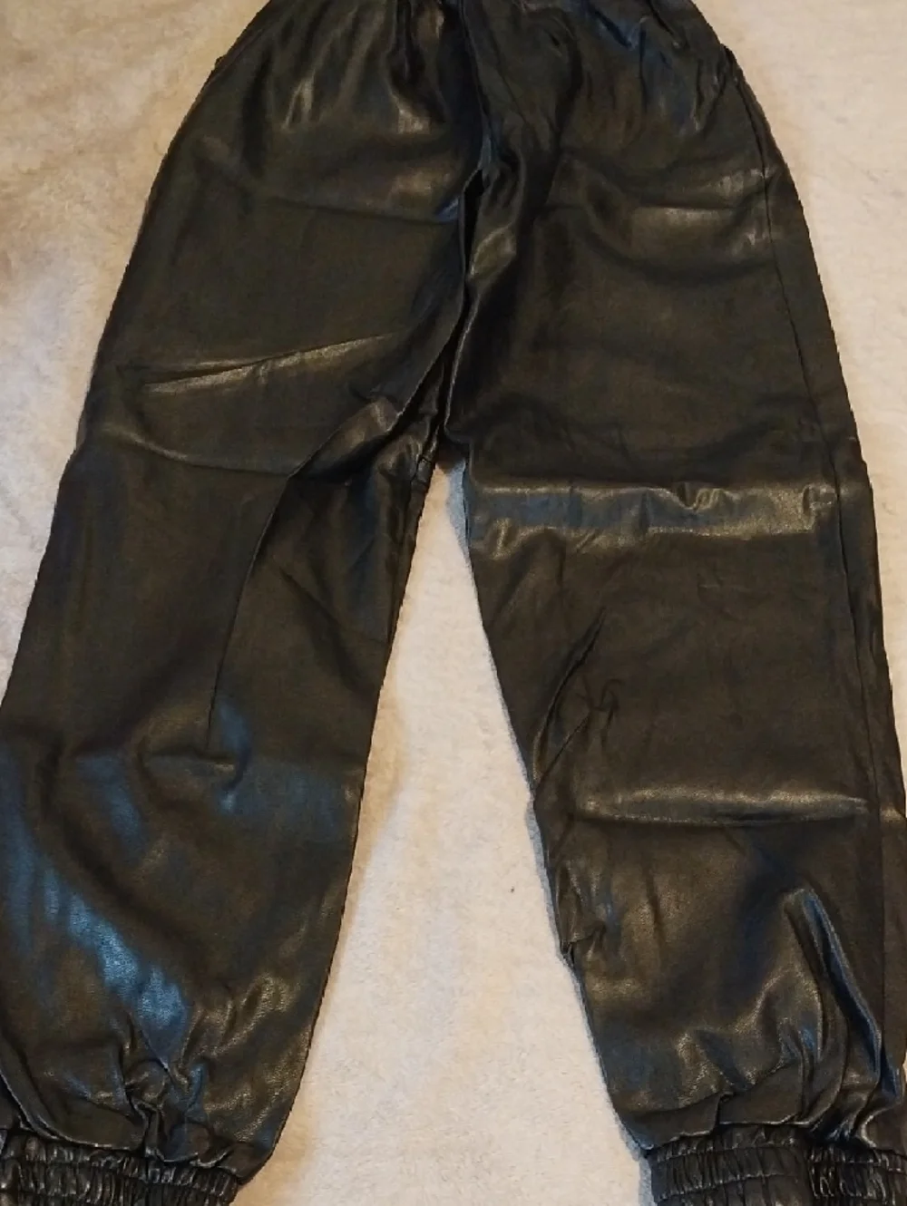 Black Men's Faux Leather Jogger Pants